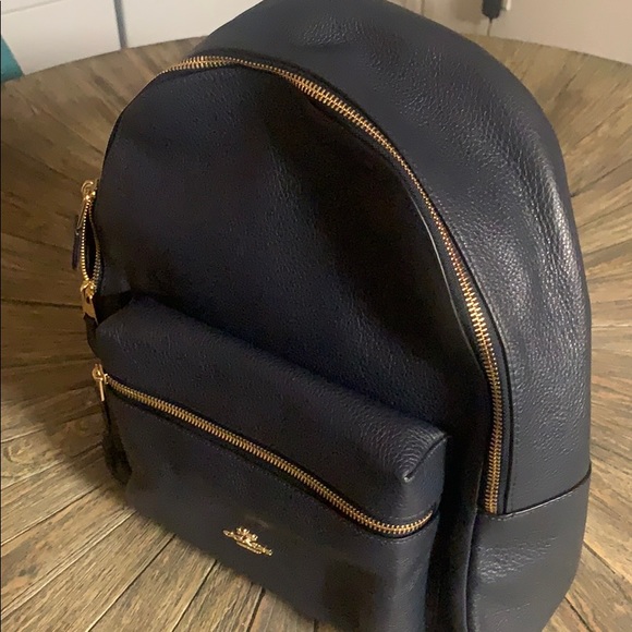 Coach Bags Coach Navy Blue Leather Backpack Poshmark